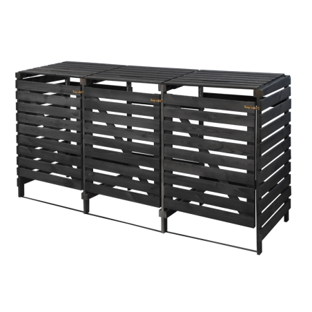 Trzykomorowa wiata w kolorze antracytowym na śmietniki o pojemności 240 l