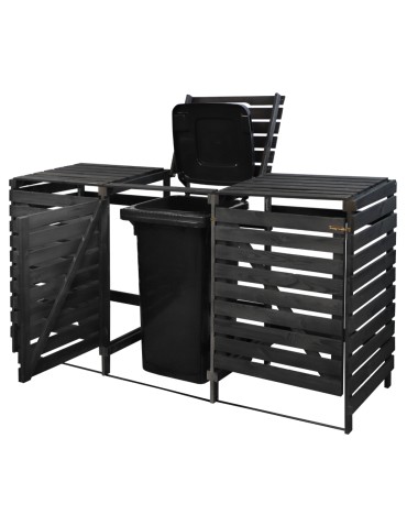 Trzykomorowa wiata w kolorze antracytowym na śmietniki o pojemności 240 l