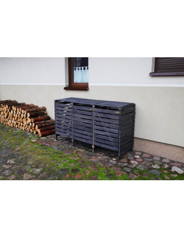 Kompostowniki - Trzykomorowa wiata w kolorze antracytowym na śmietniki o pojemności 240 l - product 6