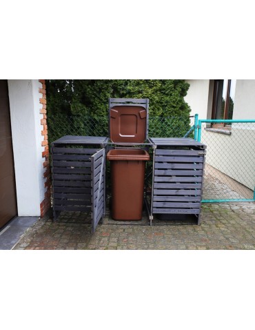 Kompostowniki - Trzykomorowa wiata w kolorze antracytowym na śmietniki o pojemności 240 l - product 7
