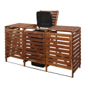 Trzykomorowa wiata w kolorze brązowym na śmietniki o pojemności 240 l