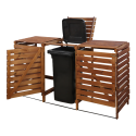 Trzykomorowa wiata w kolorze brązowym na śmietniki o pojemności 240 l