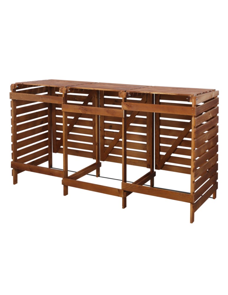 Kompostowniki - Trzykomorowa wiata w kolorze brązowym na śmietniki o pojemności 240 l - product MODO24.PL 4