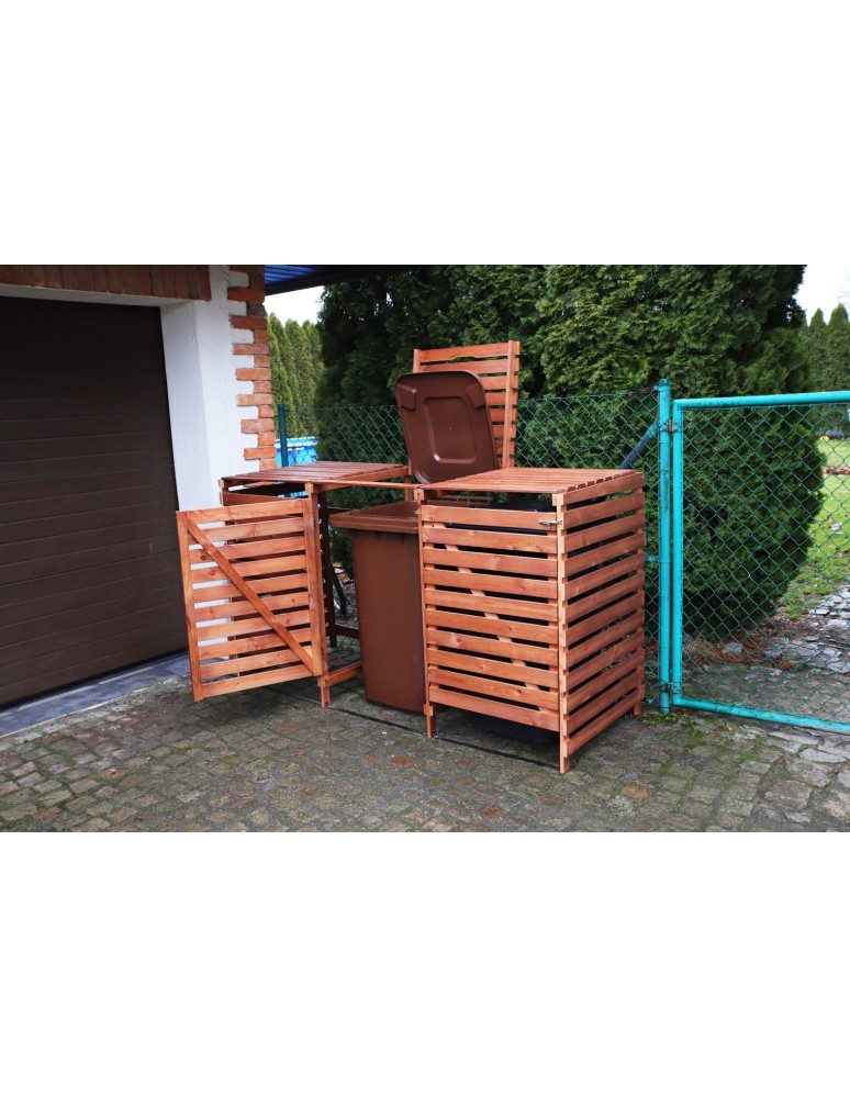 Kompostowniki - Trzykomorowa wiata w kolorze brązowym na śmietniki o pojemności 240 l - product MODO24.PL 7