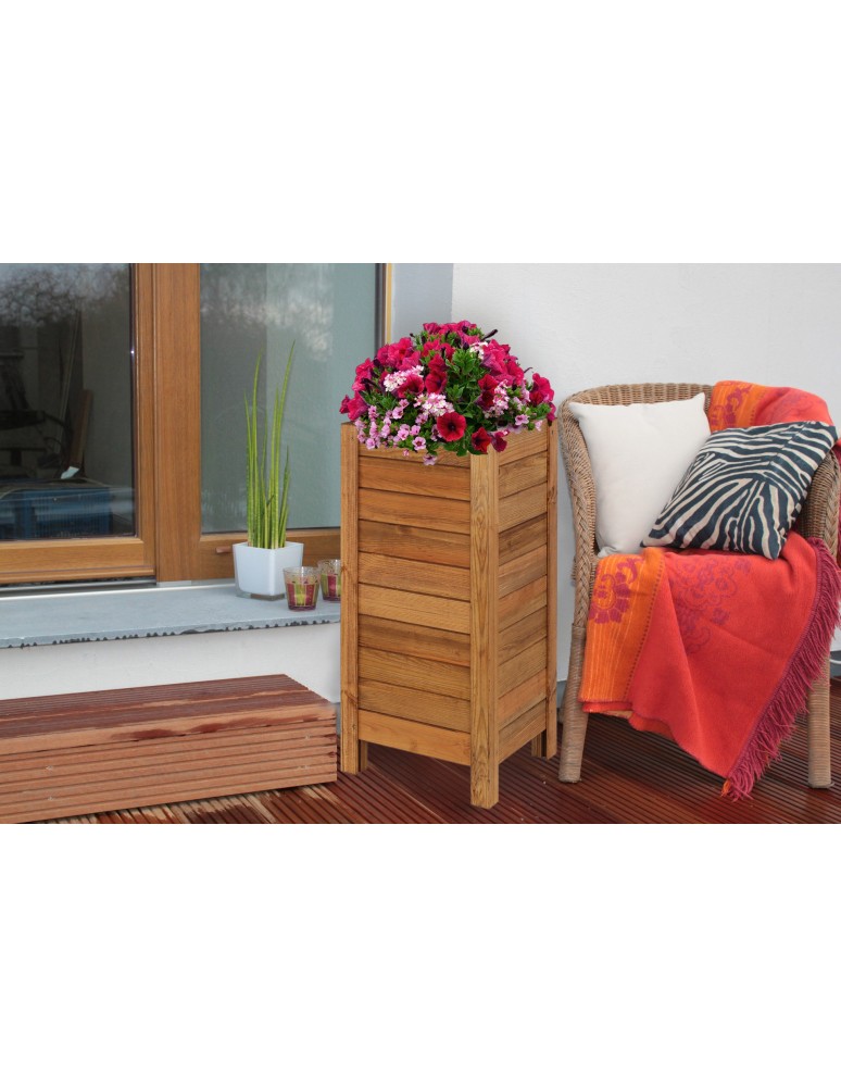 Kwietniki i donice - Brązowa drewniana doniczka na balkon RDS-7-1 - product MODO24.PL 5