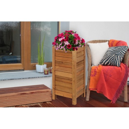 Brązowa drewniana doniczka na balkon RDS-7-1