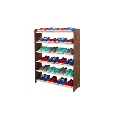 Regał na buty RBS-6-65 · brązowe boki (dekor) · białe szczebelki