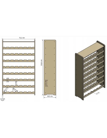 Seria RW-20 - Regał na wino RW-20-56 P z półką do degustacji · palony dąb - product 4