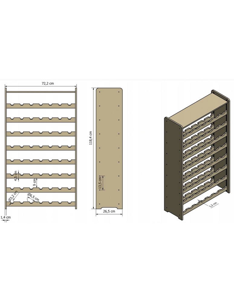 Seria RW-20 - Regał na wino RW-20-56 P z półką do degustacji · palony dąb - product MODO24.PL 4