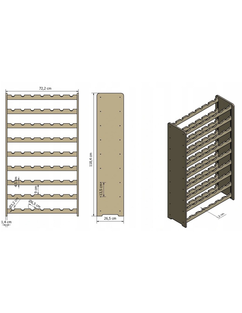 Seria RW-20 - Regał na wino RW-20-63 · dębowe opalane leżnie - product MODO24.PL 4