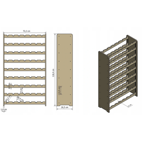 Regał na wino RW-20-63 · dębowe opalane leżnie