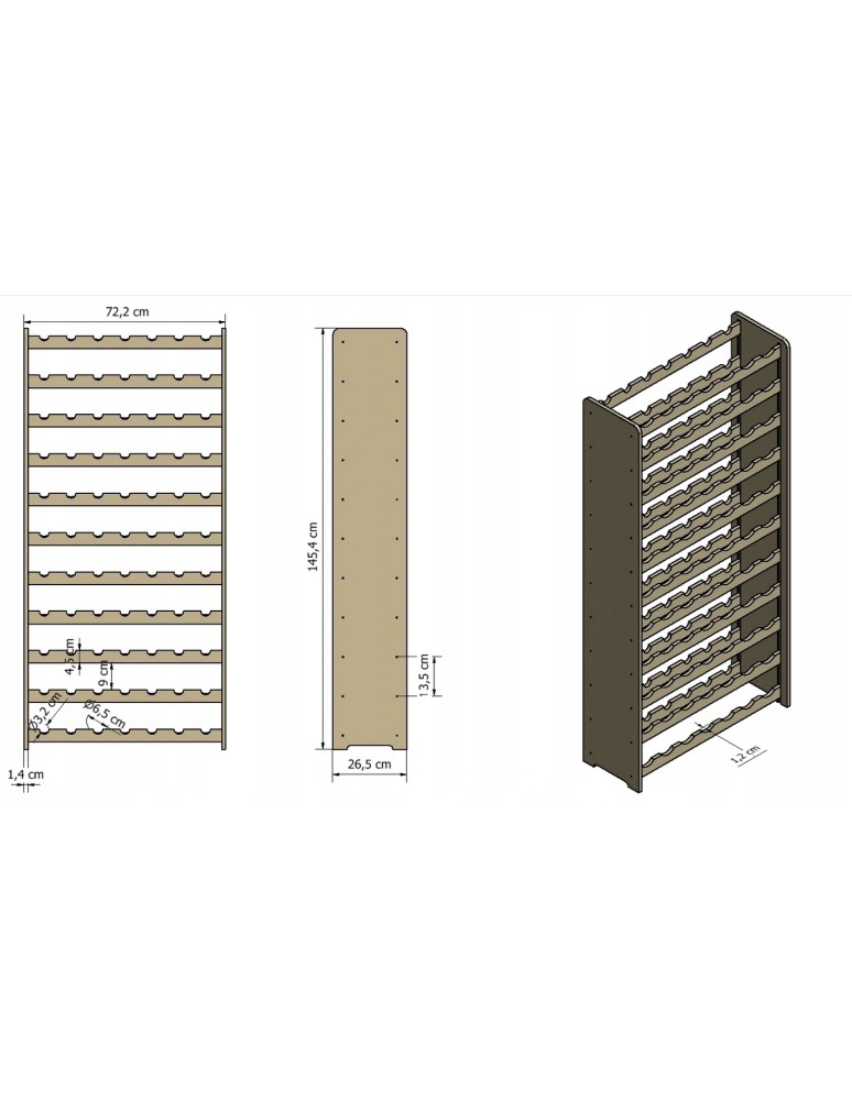 Seria RW-20 - Regał na wino RW-20-77 · dębowe opalane leżnie - product MODO24.PL 4