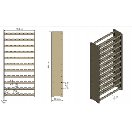 Regał na wino RW-20-77 · dębowe opalane leżnie