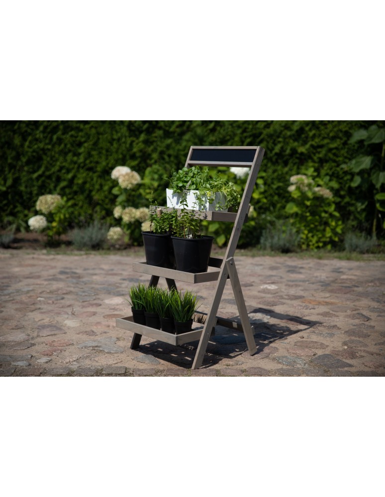 Kwietniki i donice - Trzypiętrowy stojak rozkładany RDEZ w kolorze szarym na kwiaty · książki · dekoracje - wariant wysoki - product MODO24.PL 4