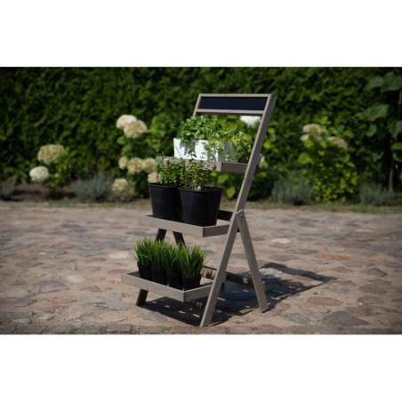 Trzypiętrowy stojak rozkładany RDEZ w kolorze szarym na kwiaty · książki · dekoracje - wariant wysoki