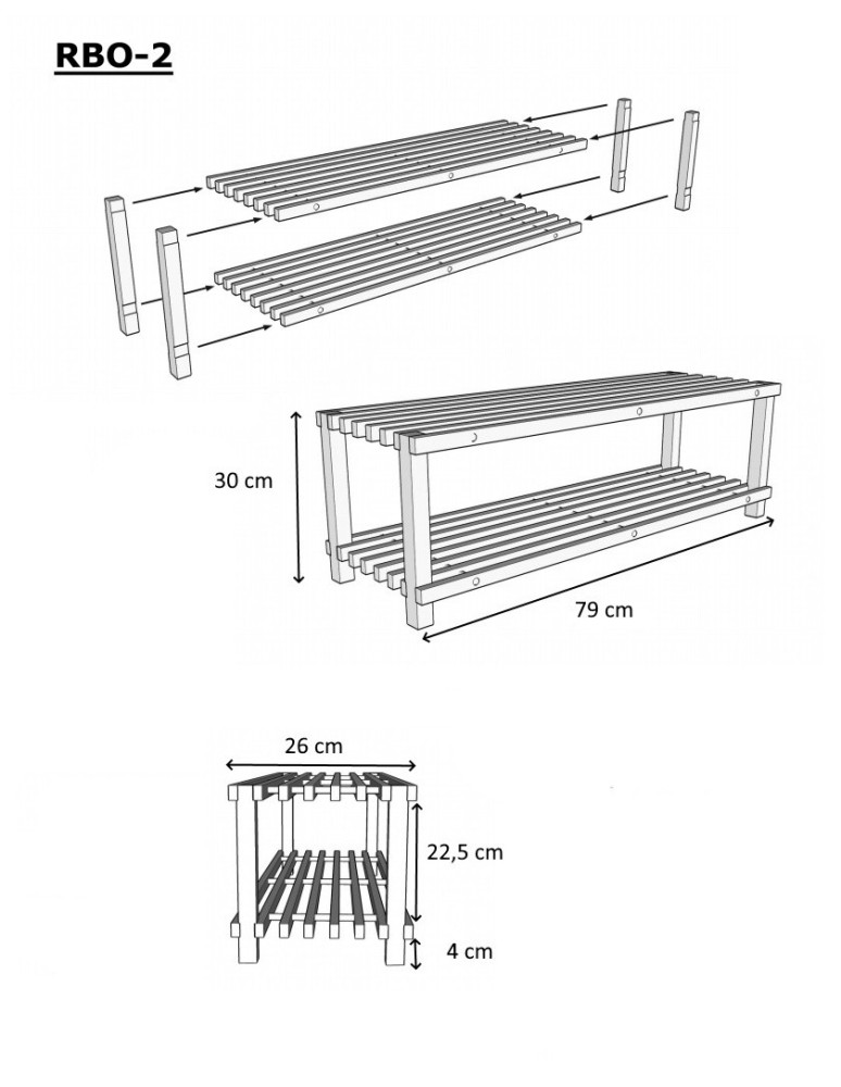 Stojaki na obuwie/ stojaki na buty/ półka RBO - Dwupiętrowy regał na obuwie ▪ RBO-2 ▪ Naturalne drewno sosnowe - product MODO24.PL 14