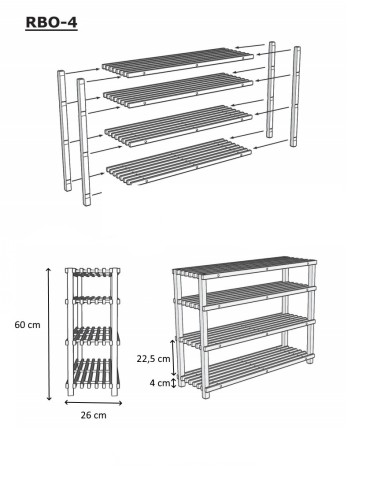 Stojaki na obuwie/ stojaki na buty/ półka RBO - Drewniany stojak na buty 4 poziomy RBO-4 Naturalny - product 7