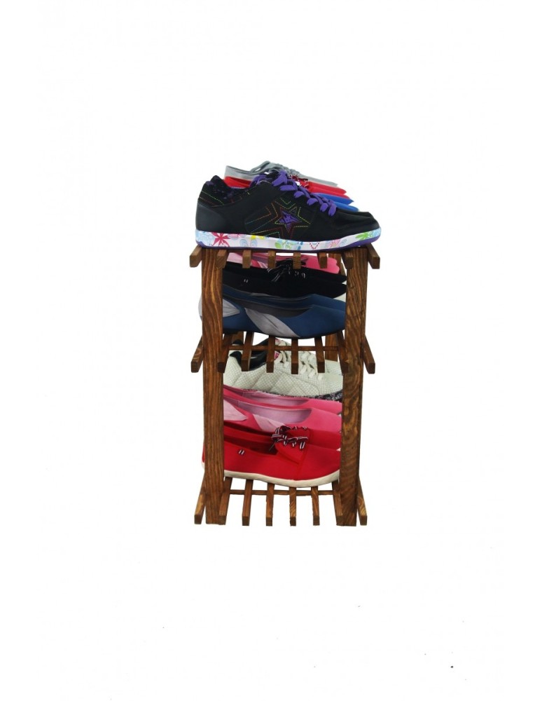 Stojaki na obuwie/ stojaki na buty/ półka RBO - Drewniany stojak na buty ▪ 3 poziomy ▪ RBO-3 ▪ Brązowy - product MODO24.PL 3