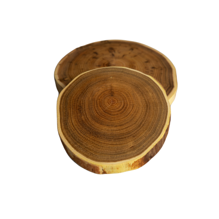 Akacjowe Podkładki Na Stół ⚛ Okorowane i Olejowane ⚛ ø 9-12 cm ⚛ 2 sztuki