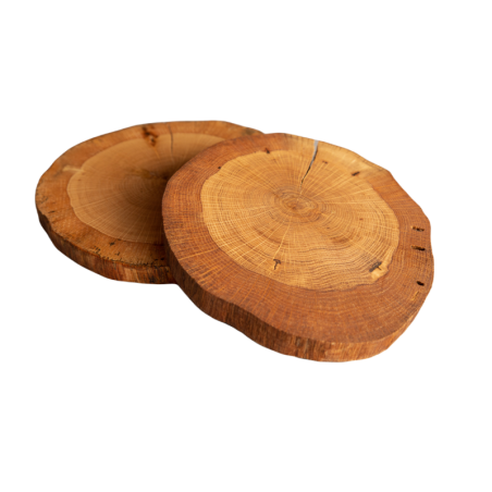 Dębowe Podkładki Na Stół ⚜ Okorowane ⚜ Olejowane ⚜ ø 9-12 cm ⚜ 2 sztuki