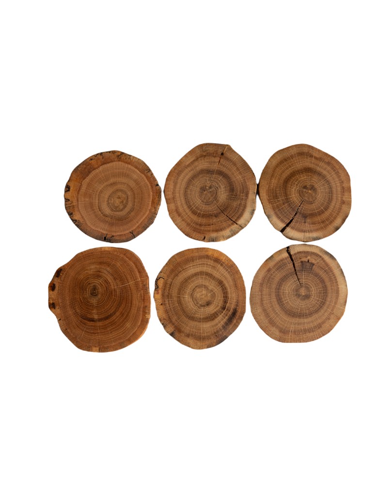 Zestawy Podkładek Na Stół - Dębowe Podkładki Na Stół ⚜ Okorowane ⚜ Olejowane ⚜ ø 9-12 cm ⚜ 6 sztuk - product MODO24.PL 4