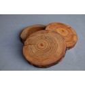 Podkładki na Stół  z Modrzewia ◎ Okorowane i Olejowane ◎ ø 12-15 cm ◎ 2 sztuki