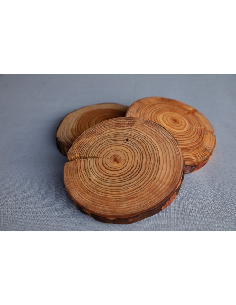 Zestawy Podkładek Na Stół - Podkładki na Stół  z Modrzewia ◎ Okorowane i Olejowane ◎ ø 12-15 cm ◎ 2 sztuki - product MODO24.PL 7