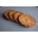 Podkładki na Stół  z Modrzewia ◎ Okorowane i Olejowane ◎ ø 12-15 cm ◎ 2 sztuki