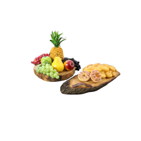 Eliptyczna Taca Dębowa ◍ 40-45 cm ◍ Uchwyty Z Naturalnej Skóry