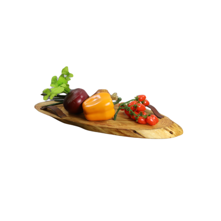 Eliptyczna Taca Modrzewiowa ◍ 40-45 cm ◍ Uchwyty Z Naturalnej Skóry