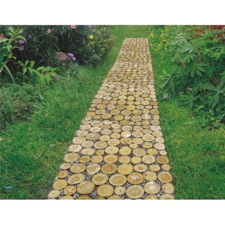 Panel ogrodowy na ścieżkę ▪ Okrągłe plastry drewna z korą