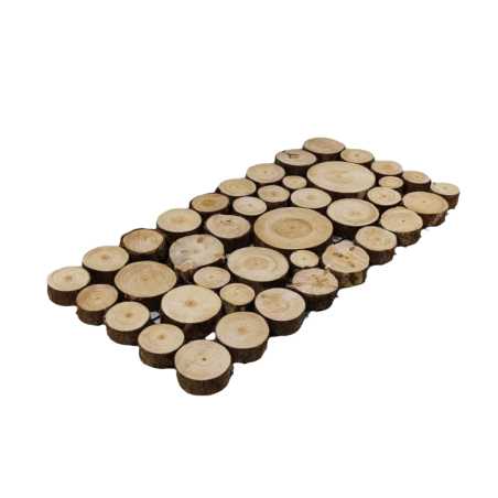 Panel ogrodowy na ścieżkę ▪ Okrągłe plastry drewna z korą