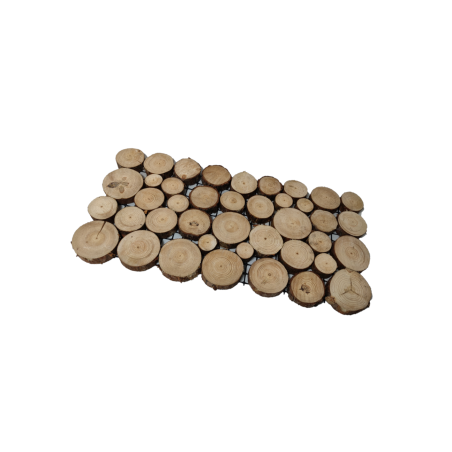 Panel ogrodowy na ścieżkę ▪ Okrągłe plastry drewna z korą