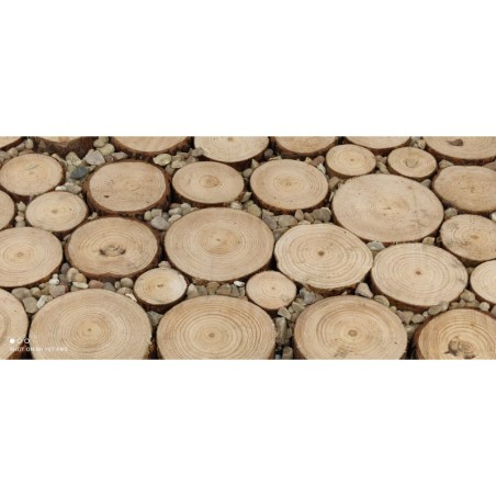 Panel ogrodowy na ścieżkę ▪ Okrągłe plastry drewna z korą