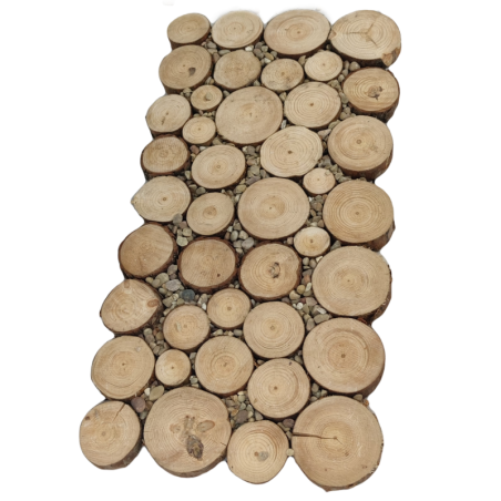 Panel ogrodowy na ścieżkę ▪ Okrągłe plastry drewna z korą