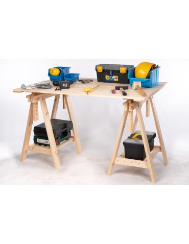 Koziołki Warsztatowe - Regulowany Koziołek Warsztatowy Z Drewna Sosnowego - 1 sztuka - product 7