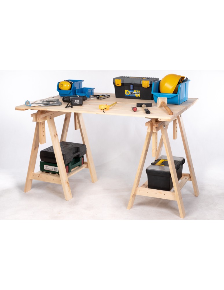 Koziołki Warsztatowe - Regulowany Koziołek Warsztatowy Z Drewna Sosnowego - 1 sztuka - product MODO24.PL 7