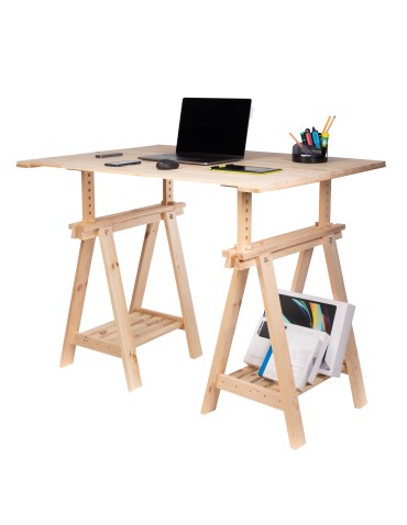 Koziołki Warsztatowe - Regulowany Koziołek Warsztatowy Z Drewna Sosnowego - 1 sztuka - product 8