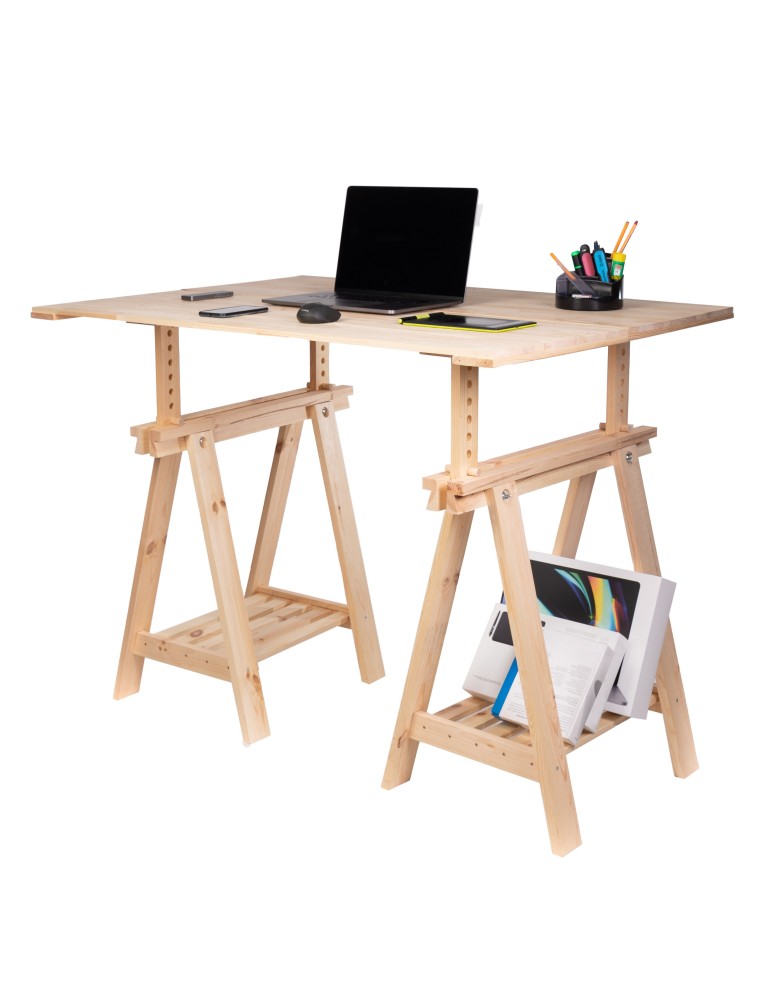 Koziołki Warsztatowe - Regulowany Koziołek Warsztatowy Z Drewna Sosnowego - 1 sztuka - product MODO24.PL 8