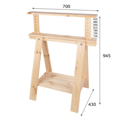Regulowany Koziołek Warsztatowy W Kolorze Brązowym - 1 sztuka