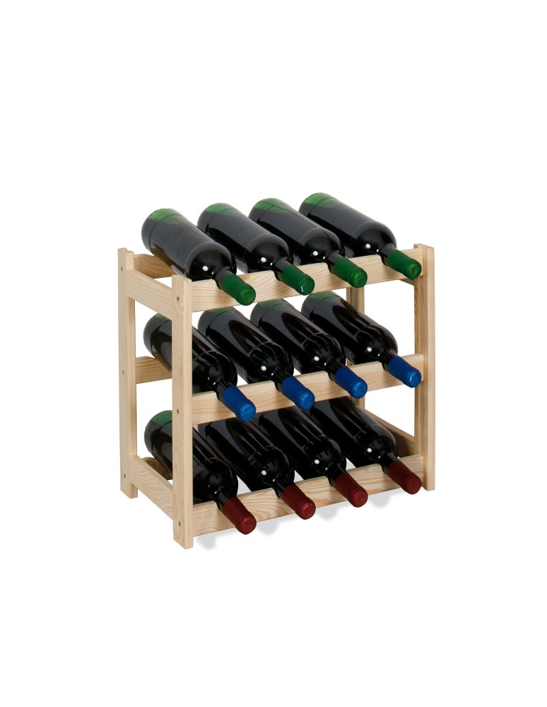 Otwarte regały alkoholowe RW-1 - Sosnowy regał na wino RW-1-12 ▪ Naturalne drewno - produkt MODO24.PL 1