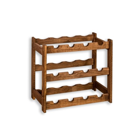 Sosnowy regał na wino RW-1-12 ▪ W kolorze brązowym