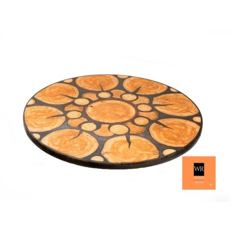 Okrągły Blat/Stół ⭖ Graphite Nymph ⭖ Średnica 78 cm ⭖ Drewno/Żywica