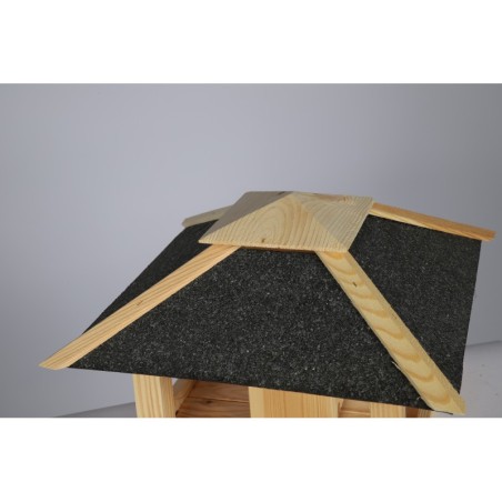 Sosnowy Karmnik z Dozownikiem ▪ 4 Spadowy Daszek ▪ 26x38,5x38,5 cm