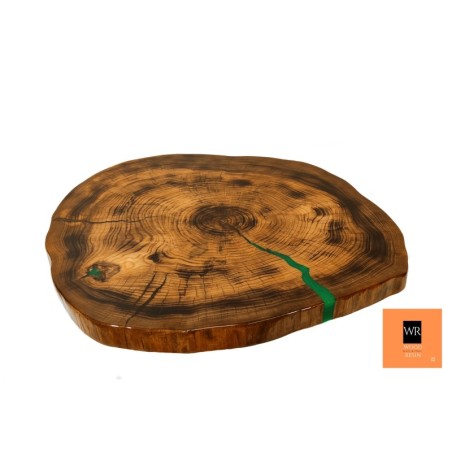 Stolik lub Blat z Żywicą  ⭖ Wiąz ⭖ Green Miracle ⭖ 60x56x3,5 cm
