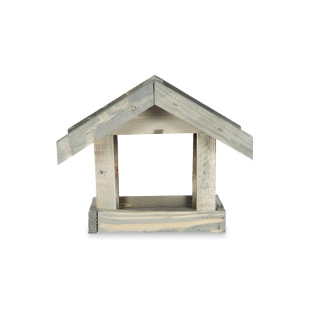 Szary Karmnik dla ptaków ▪ Dach Dwuspadowy z Papą ▪ 21,5x38,5x29 cm