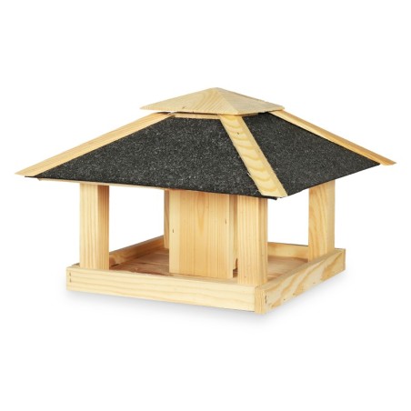 Sosnowy Karmnik z Dozownikiem ▪ 4 Spadowy Daszek ▪ 26x38,5x38,5 cm