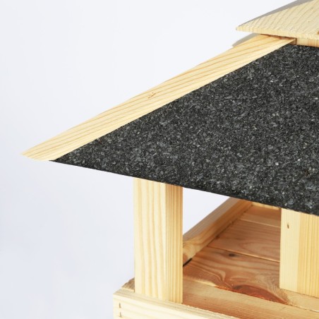 Sosnowy Karmnik z Dozownikiem ▪ 4 Spadowy Daszek ▪ 26x38,5x38,5 cm