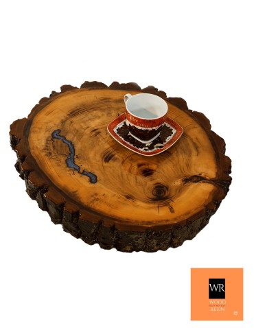 Stoliczek / Blat ~ The Blue Earthworm! ~ Wood & Resin ~ Unikat 131100