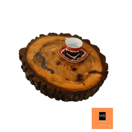 Stoliczek / Blat Żywiczny ◍  Blue Earthworm!  ◍ 43x39x5,5cm ◍ Unikat